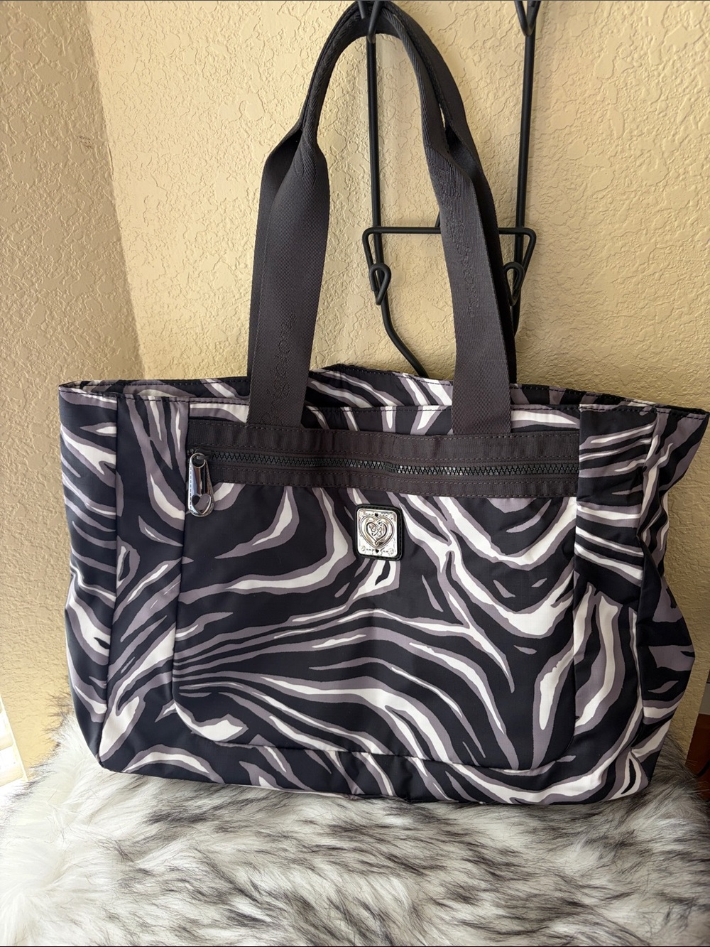 Brighton Black and White Zebra-Pattern Tote